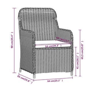 vidaXL 3-Piece Garden Dining Set with Cushions Black