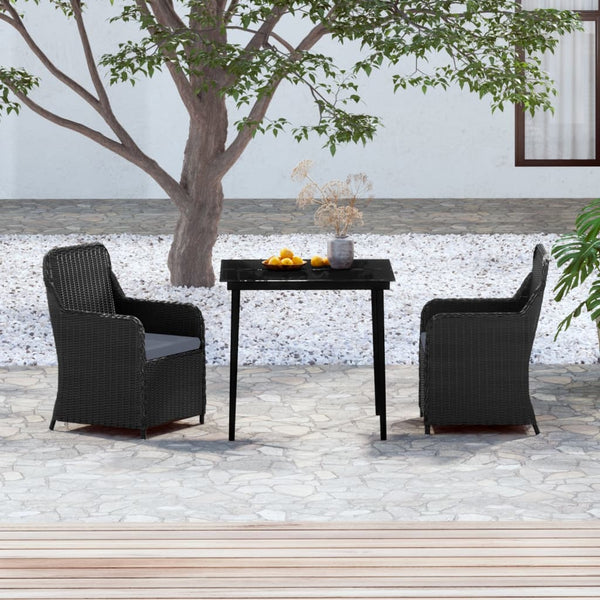 vidaXL 3-Piece Garden Dining Set with Cushions Black