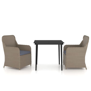 vidaXL 3-Piece Outdoor Dining Set with Cushions Brown