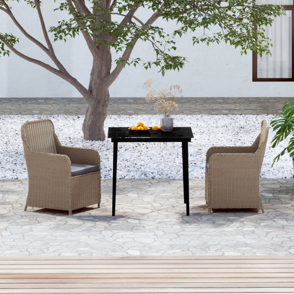 vidaXL 3-Piece Outdoor Dining Set with Cushions Brown