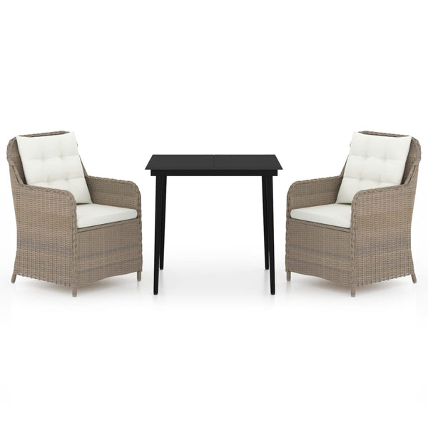 vidaXL 3-Piece Garden Dining Set Brown