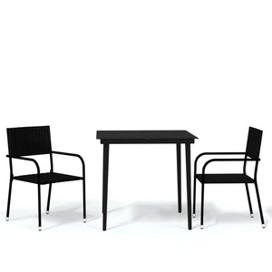 vidaXL 3-Piece Outdoor Dining Set Black