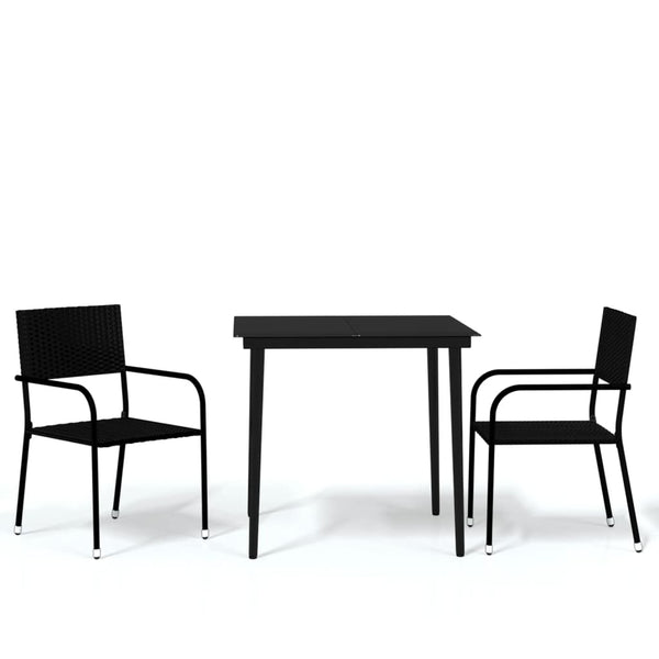 vidaXL 3-Piece Outdoor Dining Set Black