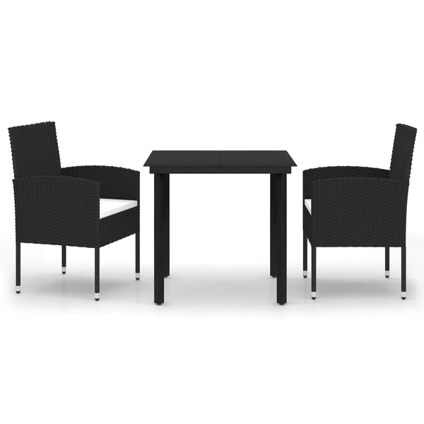 vidaXL 3-Piece Outdoor Dining Set Black