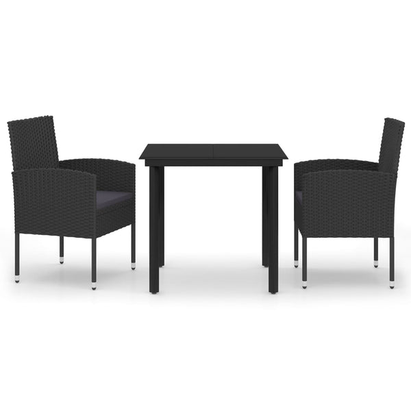 vidaXL 3-Piece Outdoor Dining Set Black