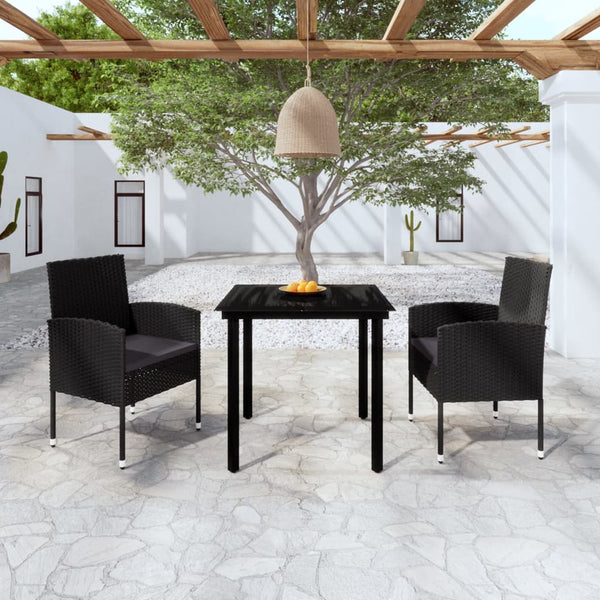vidaXL 3-Piece Outdoor Dining Set Black