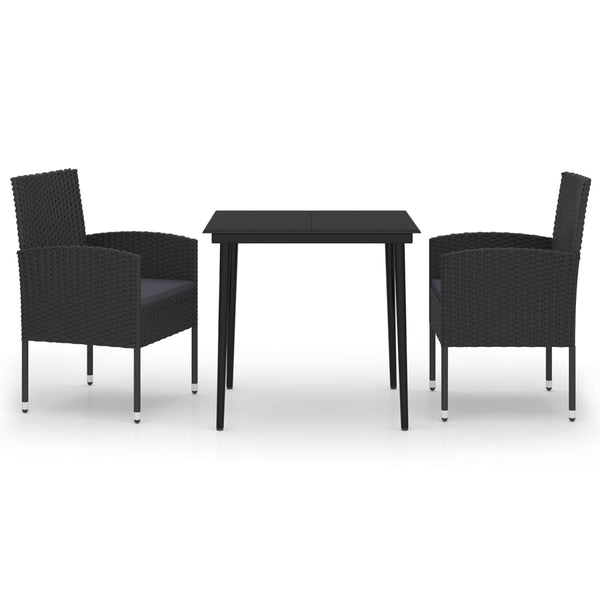 vidaXL 3-Piece Outdoor Dining Set Black