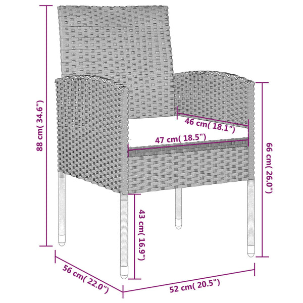 vidaXL 3-Piece Outdoor Dining Set Black