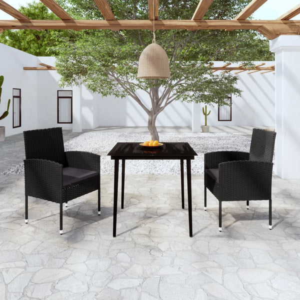 vidaXL 3-Piece Outdoor Dining Set Black