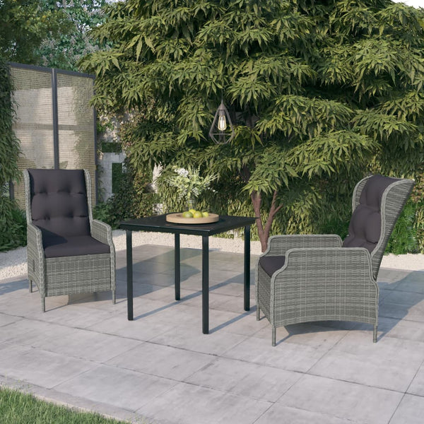 vidaXL 3-Piece Garden Dining Set Light Gray