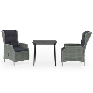 vidaXL 3-Piece Garden Dining Set Light Gray