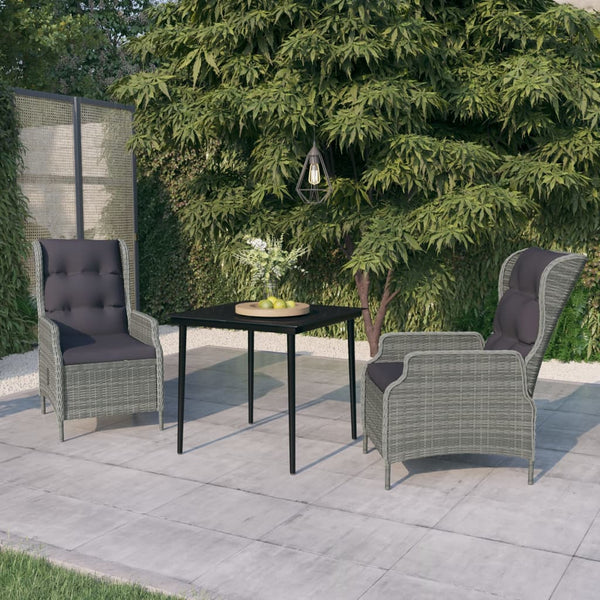 vidaXL 3-Piece Garden Dining Set Light Gray