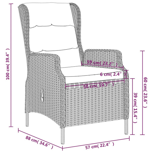 vidaXL 3-Piece Garden Dining Set Brown