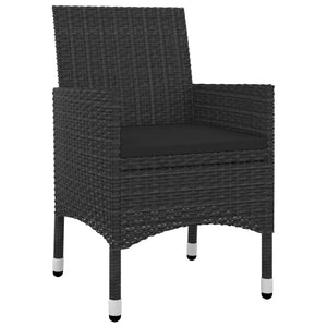 vidaXL 3-Piece Garden Dining Set with Cushions Poly Rattan and Glass