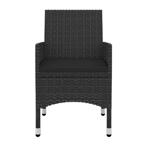 vidaXL 3-Piece Garden Dining Set with Cushions Poly Rattan and Glass