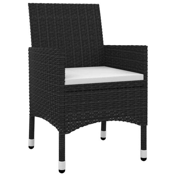 vidaXL 3-Piece Garden Dining Set with Cushions Poly Rattan and Glass