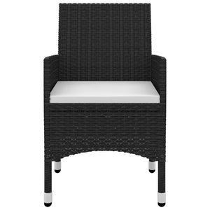 vidaXL 3-Piece Garden Dining Set with Cushions Poly Rattan and Glass