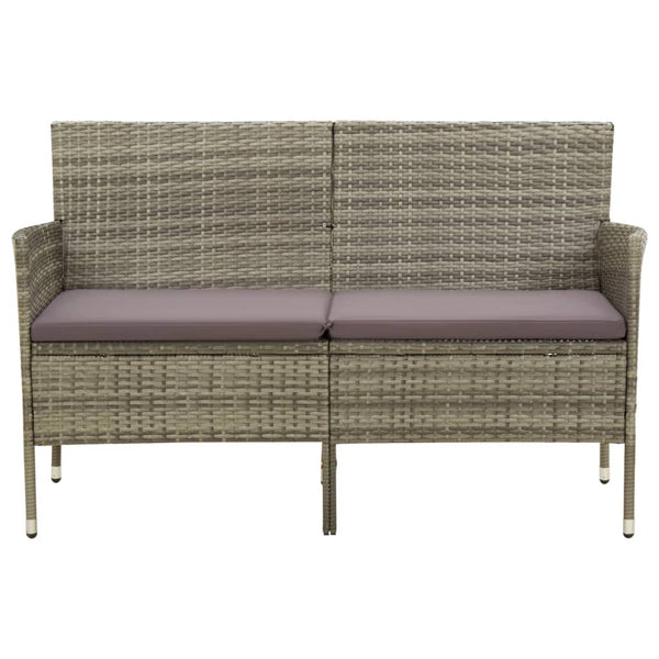 vidaXL 3-Seater Garden Sofa with Cushions Grey Poly Rattan