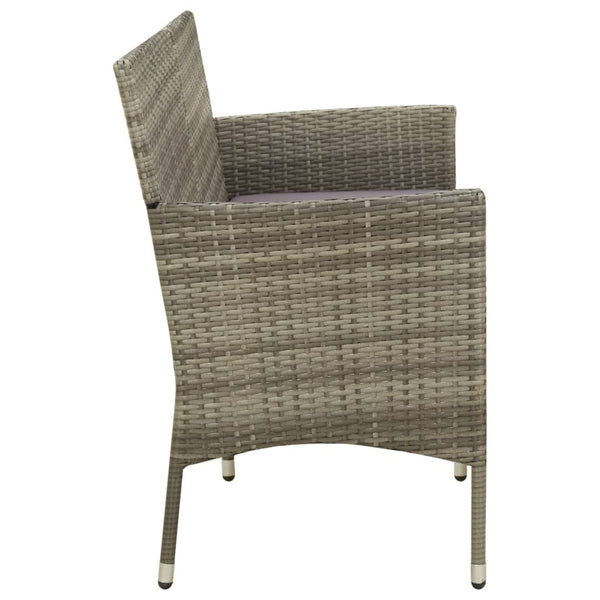 vidaXL 3-Seater Garden Sofa with Cushions Grey Poly Rattan