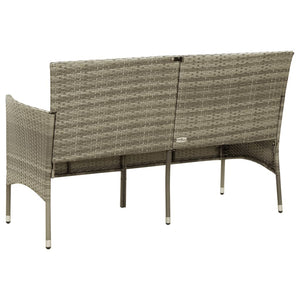 vidaXL 3-Seater Garden Sofa with Cushions Grey Poly Rattan