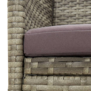vidaXL 3-Seater Garden Sofa with Cushions Grey Poly Rattan