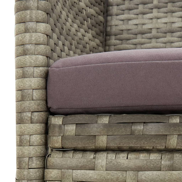 vidaXL 3-Seater Garden Sofa with Cushions Grey Poly Rattan