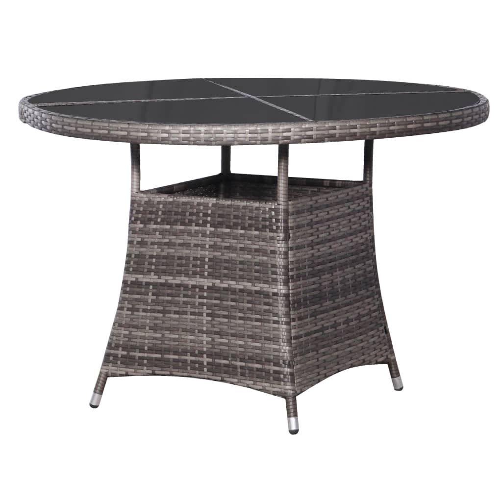 vidaXL Garden Dining Table Grey Ø110x74 cm Poly Rattan