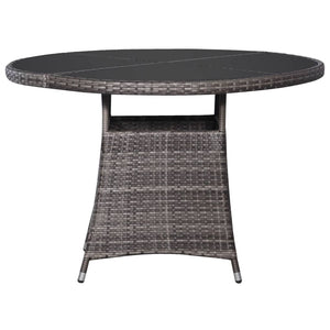 vidaXL Garden Dining Table Grey Ø110x74 cm Poly Rattan