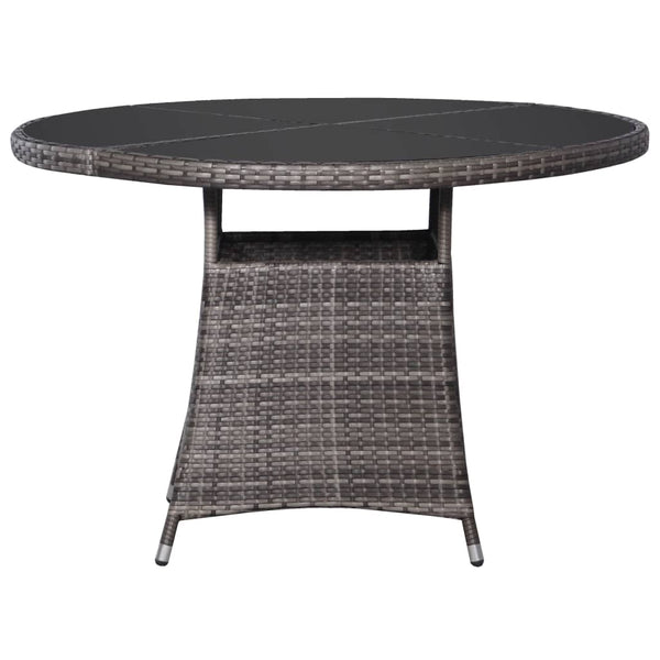 vidaXL Garden Dining Table Grey Ø110x74 cm Poly Rattan