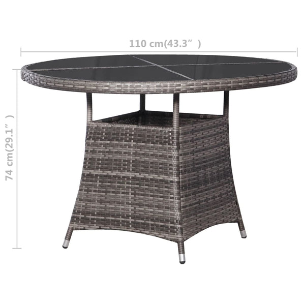 vidaXL Garden Dining Table Grey Ø110x74 cm Poly Rattan