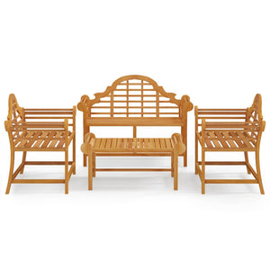 4-tlg. Garten-Lounge-Set Massivholz Teak