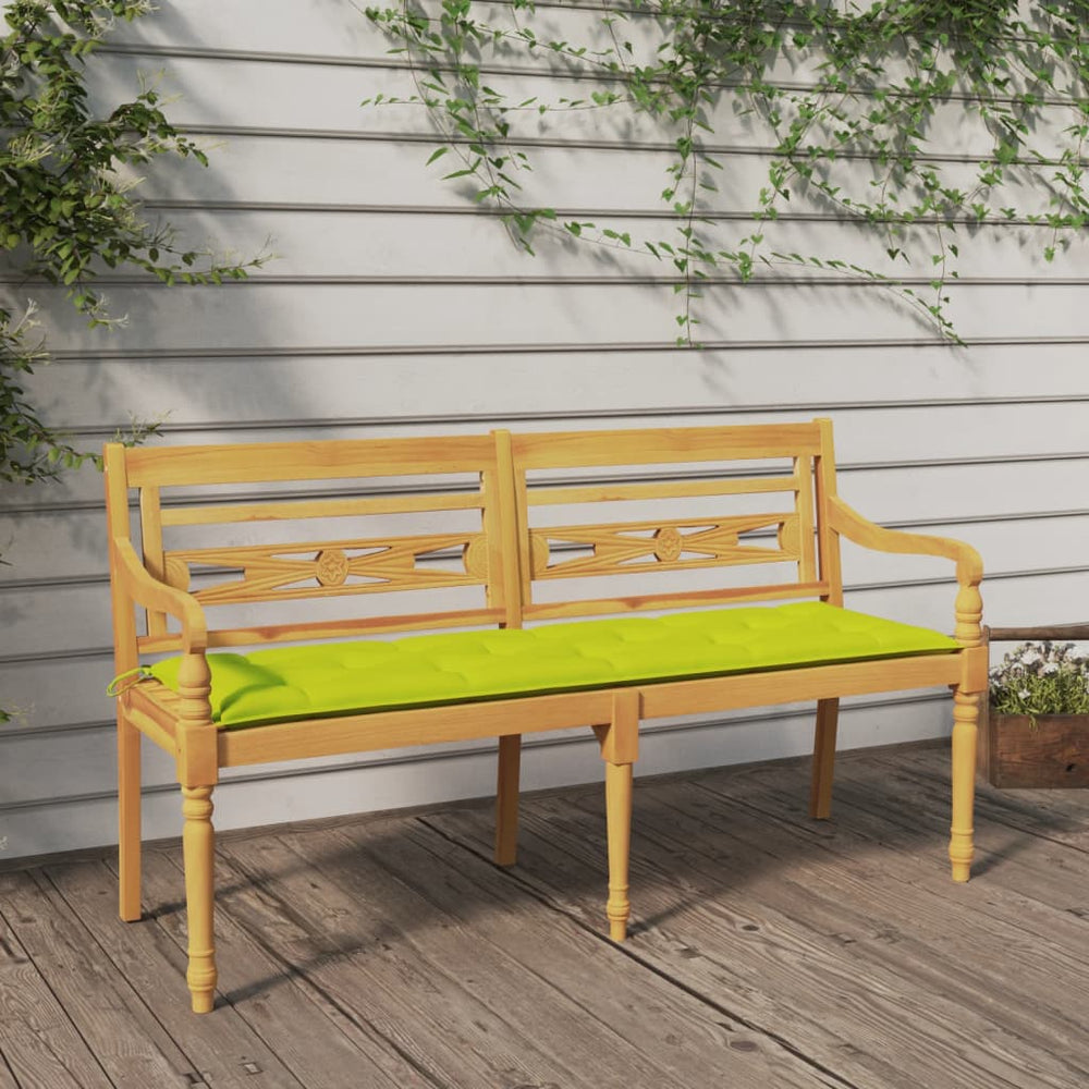 vidaXL Batavia Bench with Light Green Cushion 150 cm Solid Teak Wood