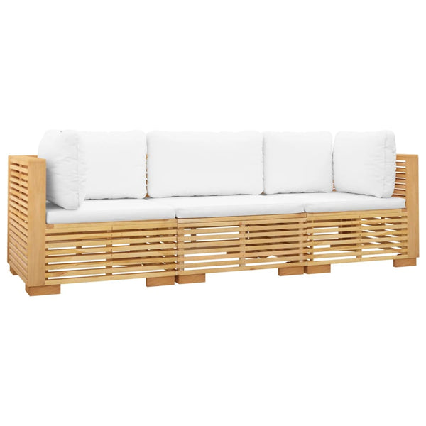 vidaXL 3-Piece Garden Lounge Set with Cushions Solid Teak Wood