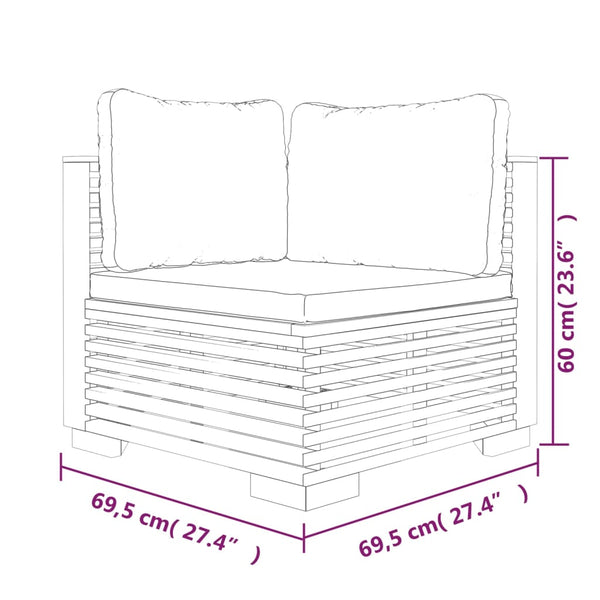 vidaXL 3-Piece Garden Lounge Set with Cushions Solid Teak Wood
