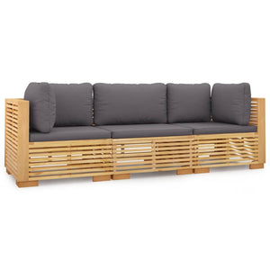 vidaXL 3-Piece Garden Lounge Set with Cushions Solid Teak Wood