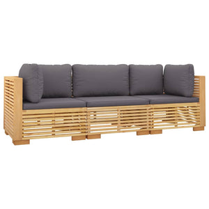 vidaXL 3-Piece Garden Lounge Set with Cushions Solid Teak Wood
