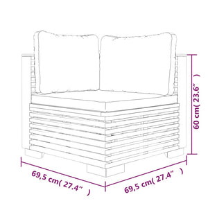 vidaXL 3-Piece Garden Lounge Set with Cushions Solid Teak Wood