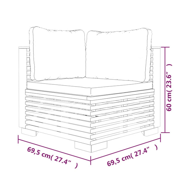 vidaXL 3-Piece Garden Lounge Set with Cushions Solid Teak Wood