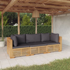 vidaXL 3-Piece Garden Lounge Set with Cushions Solid Teak Wood