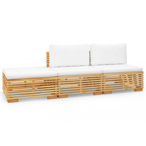 vidaXL 3-Piece Garden Lounge Set with Cushions Solid Teak Wood