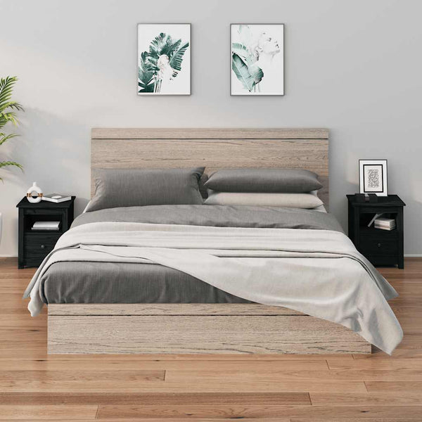 Nachttische 2er Set Schwarz Kiefer Massivholz