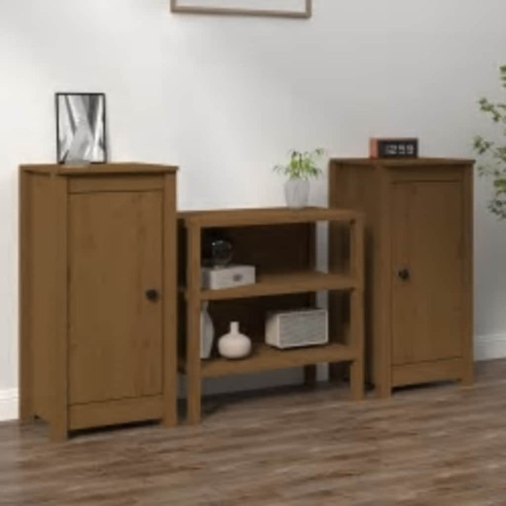 Honigbraune Kiefer Sideboards, 2er Set