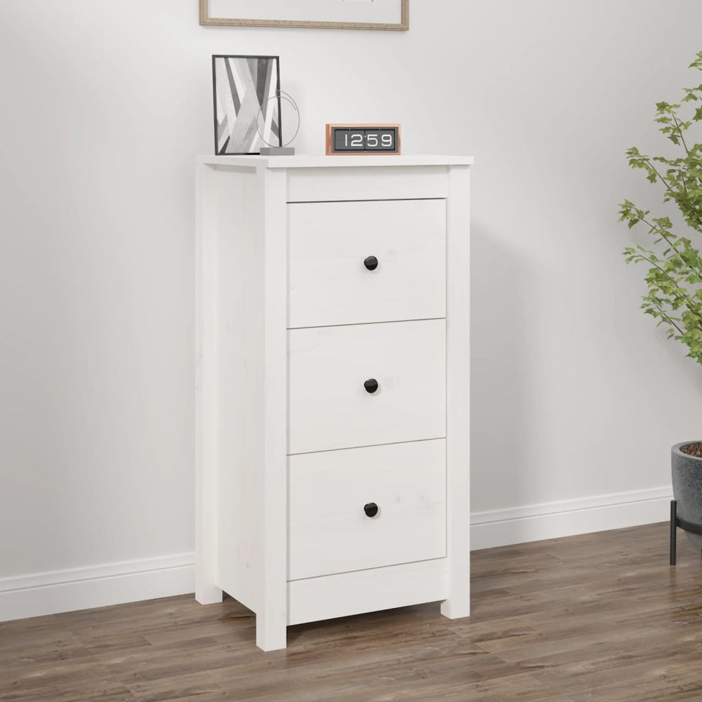 Weißes Kiefer Massivholz Sideboard 40x80 cm