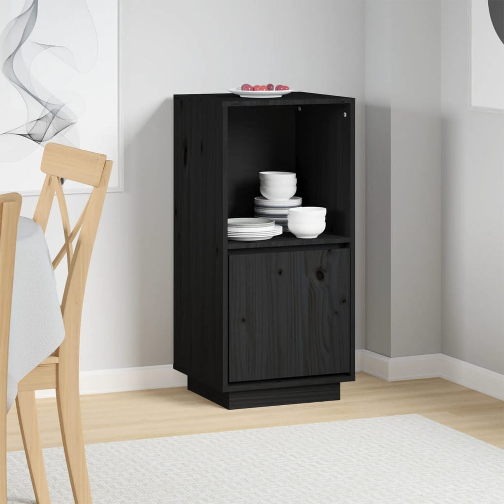 Schwarzes Kiefer Sideboard 38x80 cm