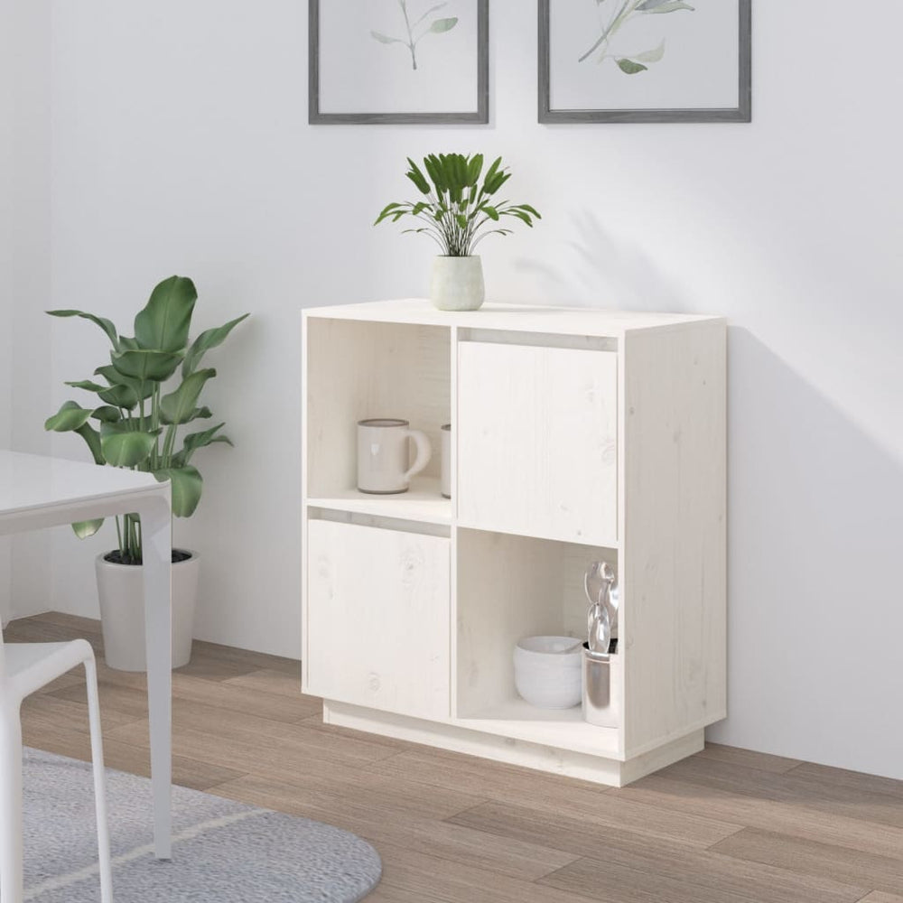 Weißes Sideboard 74x35x80cm Kiefer Massivholz