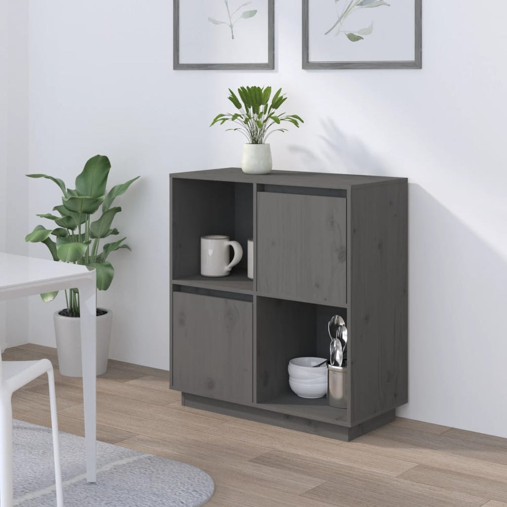 Graues Kiefer Massivholz Sideboard 74x80cm