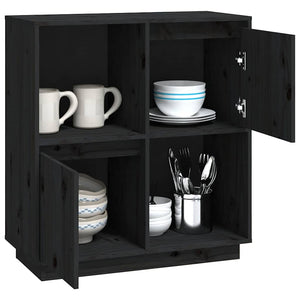 Schwarzes Sideboard 74x35x80cm Kiefer Massivholz