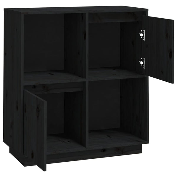 Schwarzes Sideboard 74x35x80cm Kiefer Massivholz
