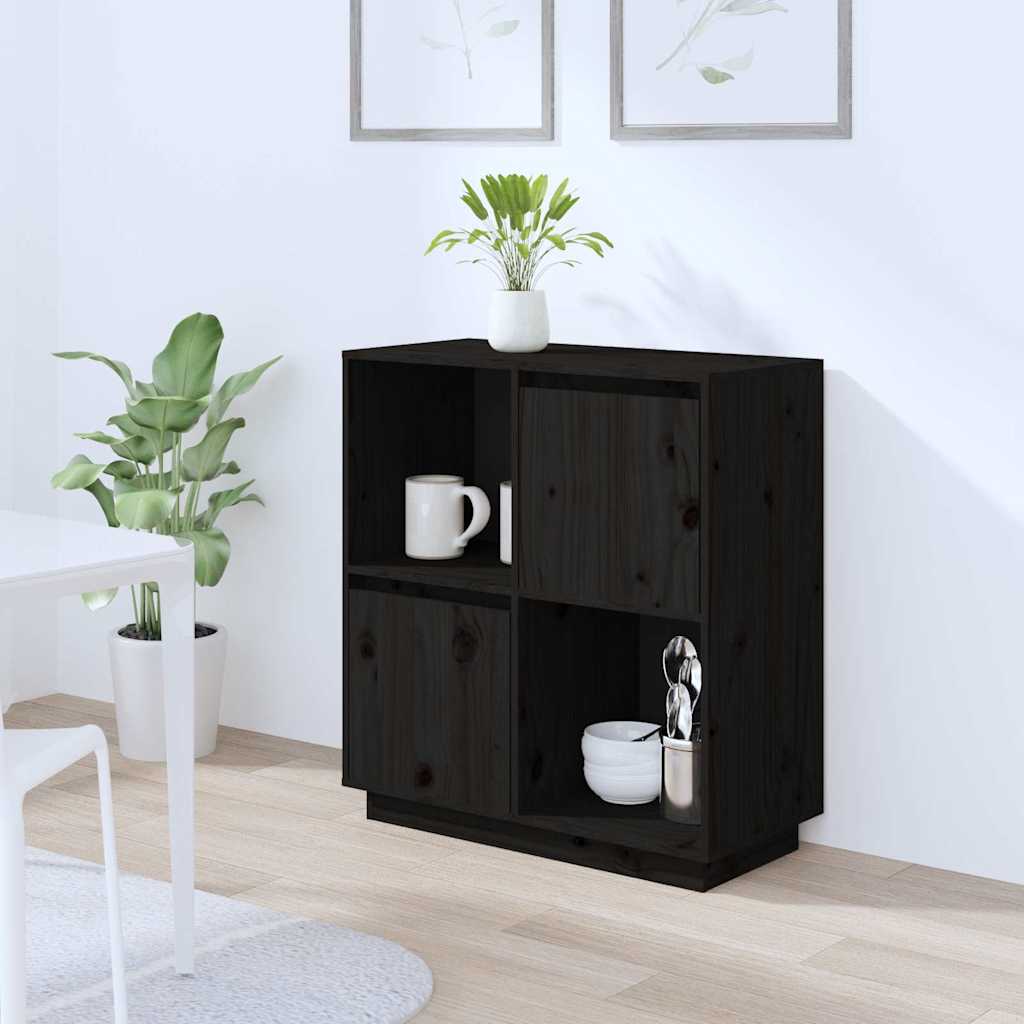 Schwarzes Sideboard 74x35x80cm Kiefer Massivholz