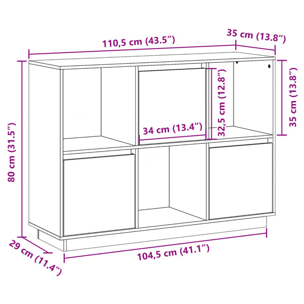 Sideboard Honigbraun Kiefer Massivholz 110,5cm